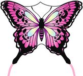 JEKOSEN Large Butterfly Kite for Kids and Adults Easy to Fly Beginners Single Line String with Tail for Beach Trip Park Outdoor Activities Pink