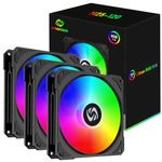 120mm Case Fan 3 Pack RGB Case Fans, Silent Version High Airflow PC Fans, Hydraulic Bearing - Low Noise RGB Fans with 12v 3 pin and molex 4 pin PSU Plug Computer Fans for PC Case