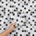 Hode Kitchen Bathroom Tile Stickers Stick on Tiles, Sticky Back Peel and Stick Self Adhesive Wall Tiles, Vinyl Waterproof Marble Mosaic Effect, 24pcs 15x15cm