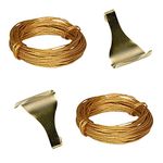 Picture Rail Hooks Dado Rail Picture Hooks Brass Plated Antique Style Moulding Hooks 3.0m Brass Wire for Picture Rail Wall Hanging Decoration 10pc