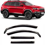 Voron Glass in-Channel Extra Durable Rain Guards for Jeep Cherokee 2014-2023, Window Deflectors, Vent Window Visors, 4 Pieces - 200341