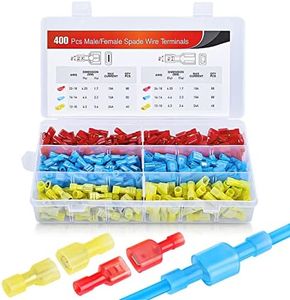 Nilight 400 Pcs Spade Terminals Nylon Quick Disconnect Terminals Male and Female Spade Connectors Kit Electrical Insulated Wire Crimp Terminals Assortment Kit