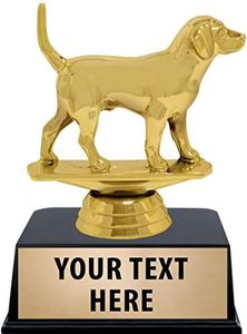 Crown Awards Dog Trophies with Custom Engraving, 6" Personalized Gold Beagle Dog Show Trophy On Black Base 1 Pack Prime