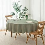 maxmill Round Linen Looking Textured Tablecloth Spill-Proof Wrinkle Free Jacquard Table Cloth for Circular Table Cover, for Dining Room Buffet Banquet Parties Holiday Dinner, 70 Inch Sage Green