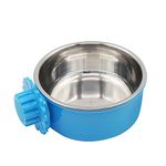 DEVILMAYCARE Pet Feeder Dog Bowl Stainless Steel Food Hanging Bowl Crates Cages Dog Parrot Bird Pet Drink Water Bowl Dish Accessory (S: 4.5''x2'', Blue)