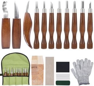 Wood Carving Tools, Hexola Wood Carving Kit 26-In-1 Whittling Kit- Includes Walnut Handle Wood Carving Knife,Whittling Knife, Hook Knife, Cut Resistant Gloves, Wood Carving Kit For Beginners