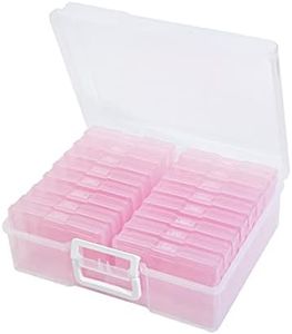 Naivees 4" x 6" Photo Storage Case with Handle, 16 Inner Photo Organizer Keeper, Extra Large Storage Picture Boxes, Seed Storage, Transparent Craft Keeper (Purple)