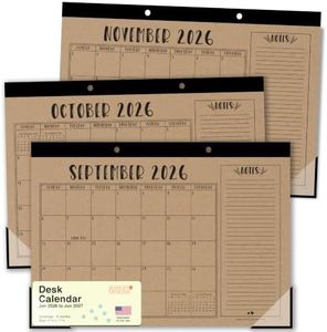 Hadley Designs Large Desk Calendar 2026-2027 - Monthly Teacher Desk Calendars 2026-2027 Desktop Calendar 2026, 18 Month 2026 Desktop Calendars, Cute Kraft Classroom Decor Teacher Must Haves