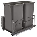 Rev-A-Shelf Double Pullout Trash Can for Under Kitchen Cabinets 27 qt. 12.5 Gallon with Soft-Close Slides, Orion Gray, 53WC-1527SCDM-213