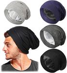 4 Pieces Hair Bonnet for Men Silk Satin Sleep Cap Cover Night Sleeping Beanie Gifts for Boyfriend,Husband Dad (Dark Colors)