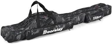 doorslay Fishing Rod Case Three Layers Fishing Rod Bag Oxford Portable Folding Fishing Pole Bag Outdoor Waterproof Tackle Storage Travel Bags Carry Organizer for Fishing Camping Hiking