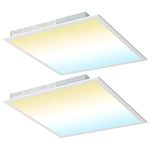 kadision 2x2 LED Flat Panel Light, 50W/45W/40W/30W/25W Adjustable, 5000K/4000K/3500K Selectable, 5500LM 0-10V Dimmable Drop Ceiling Lights, 100-277V ETL-Listed, 2-Pack