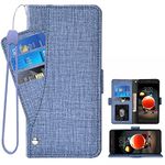 Asuwish Compatible with LG Aristo 2 3 Plus/Rebel 4 LTE/Tribute Empire Dynasty/Zone 4/K8 Plus 2018 K8S/Fortune 2/Phonenix 4/Risio 3 and Flip Cover Card Holder Cases for Aristo3+ Astro 2+ 3+ K8+ 4G Blue