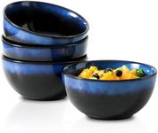 glowworm Cereal Bowls, 24 OZ Soup Bowls Set of 4, Porcelain Bowls for Kitchen, Dessert Bowls for Ice Cream, Oatmeal, Snack, Dishwasher & Microwave Safe, Gradient Blue