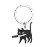 HADWAO Funny Black Cat Metal Keychains for Men and Women Cartoon Kitten Keyring Cute Animals Key Chain and Charm for Handbags, Purses, Bags Gifts