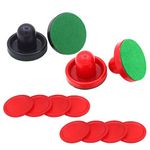 Toyvian 16 pieces air hockey pusher and pusher for air hockey table game 76 mm air hockey accessories (red dark blue)