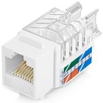 Everest Media Solutions 45° Angled CAT6 Keystone Jack in White - Slim Profile RJ45 Ethernet Connector - Compatible with 45° Angled Speed Termination Tool - 45Term (B0BL3GS7ZY) - 50-Pack