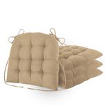 FlyGulls Non Slip Chair Cushions for Dining Chairs Thick Kitchen Chair Pads with Ties Tufted Dining Chair Cushions Set of 4 (Beige)