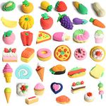 40 PCS Japanese Erasers(Fruit,Vegetable,Dessert), Bulk Kids Pencil Erasers Puzzle Eraser Toys for Classroom Rewards, Party Favors, Games Prizes, Carnivals Gift and School Supplies(Random Designs)