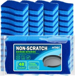 AIDEA Non-Scratch Scrub Sponge-48Count, Sponges Kitchen, Sponges for Dishes