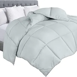 Utopia Bedding Comforter Duvet Insert, Quilted Comforter with Corner Tabs, Box Stitched Down Alternative Comforters Queen Size (Light Grey)