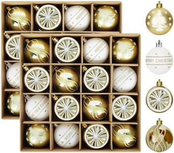 Gold Christmas Ball Ornaments Set for Christmas Tree Decorations, 32PCS 6cm Shatterproof Hanging Ornaments Balls for Xmas Holiday Party Decoration