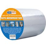 ADHES Butyl Tape Waterproof Tape, 47 mil Thick, 6 inch x 16 feet, Aluminum Foil Tape Butyl Sealant tape for RV Repair, Window, Silicone, Boat and Pipe Sealing, Glass & EDPM Rubber Roof Patching,Silver