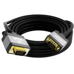 VGA to VGA Cable 20 FT, Long VGA Male to Male Adapter Cord, Standard 15 Pin Gold-Plated Connectors, Aluminum Shells, 1080P, for Computer, Laptop, Desktop, Monitor, Projector, Gaming, HDTV, DVD, Black