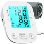 Blood Pressure Monitors for Home use, Upper Arm Automatic Digital BP Monitor, Blue Backlit LCD Screen, with USB Cable, Suitable for Holiday Christmas Gifts