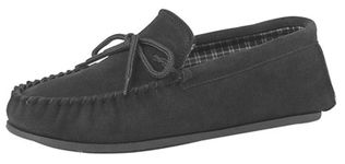 Mens Genuine suede leather Moccasins with hardwearing PVC sole Black size 9 UK