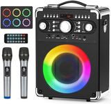 HWWR Karaoke Machine with 2 Wireless Microphones for Adults and Kids,Portable Party Karaoke Speaker with DJ Lights, Bluetooth Speaker for Home Party, Gatherings, The Best Gift for All