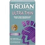 TROJAN Sensitivity Ultra Thin Lubricated Latex Condoms, Micro-Thin Ultra Sensitive Condoms, 12 Count