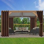 LORDTEX Waterproof Indoor/Outdoor Curtains for Patio - Thermal Insulated, Sun Blocking Blackout Curtains for Bedroom, Porch, Living Room, Pergola, Cabana, 52 x 84 inch, Chocolate, Set of 2 Panels