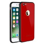 Axxitude Case Cover,Tempered Glass Back Soft TPU Bumper Anti-Scratch Shockproof Drop Protection Slim Fit Cover for Apple iPhone 7 - Red