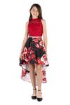 Speechless Girls' High-Low Sleeveless Party Dress, Red/Black Floral, 14