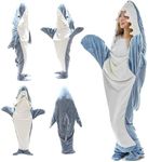 Shark Blanket Adult, Shark Blanket Super Soft Cozy Flannel Hoodie, Shark Onesie, Shark Blanket Hoodie, Shark Sleeping Bag Wearable Blanket for Adults Kids (3XL/230 * 140CM)