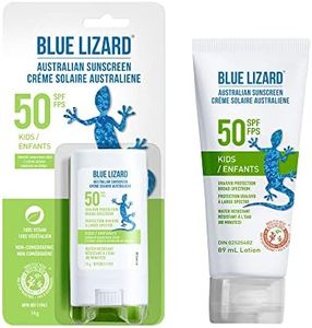 BLUE LIZARD SPF 50 Kids Duo, Mineral-Based Sunscreen for Toddlers and Children, Non-Greasy Sunscreen for Kids, Paraben-Free Sunscreen Stick for Kids, 2 Count, 89ml Tube and 14g Stick