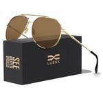 LUENX Classic Aviator Polarized Sunglasses for Men Women - Trendy Sun Glasses with UV400 No-mirrored Brown Lens Gold Metal Frame