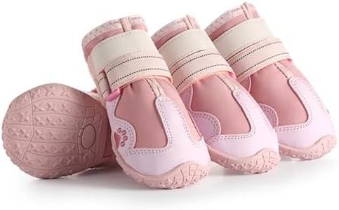 AOKOWN Dog Shoes for Medium Dogs, Large Dog Boots for Winter Snow, Hot Pavement, Dog Booties & Paw Protectors Pink Size 3
