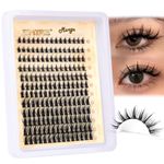 JIMIRE Natural Lash Clusters Extensions 180Pcs Anime Eyelash Extensions D Curl Wispy Manga Eyelash Clusters 8-16MM Cluster Eyelash Extensions Individual Lashes Pack