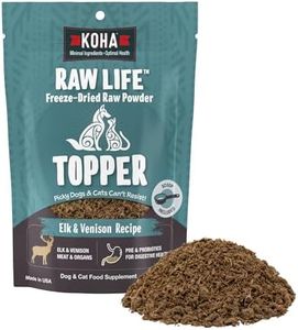 KOHA Raw Life Freeze-Dried Raw Topper Elk & Venison for Dogs and Cats, High Protein Meal Topper for Picky Eaters with Probiotics, 8oz Bag