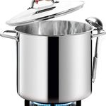 HOMICHEF 16 Quart Large Stock Pot with Glass Lid - Nickel Free Stainless Steel Healthy Cookware Stockpots with Lids 16 Quart - Mirror Polished Induction Pot - Commercial Grade Soup Pot Cooking Pot