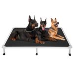 veehoo Chew Proof Elevated Dog Bed - Cooling Raised Pet Cot - Silver Aluminum Frame and Durable Textilene Mesh Fabric, Unique Designed No-Slip Feet for Indoor or Outdoor Use, Black, XX Large