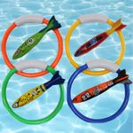 Kids B Crafty Pool Toys Set - 8pcs Diving Toys, Swimming Pool Toys for Kids, Includes Diving Rings - Perfect Underwater Training and Fun Games