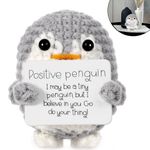 LLHaovdxas Positive Penguin, Positive Potato, Mini Knitted Toy with Positive Card Positive Crochet Emotional Support Crochet Doll Cheering Gift for Family Friends Encouragement Party Decoration(Gray)