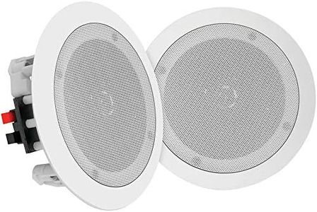 Pyle PDICBT852RD 8 Inch 250 Watt Bluetooth In Ceiling Wall 2 Way Flush Mount Home Indoor Stereo Speakers System Pair, White