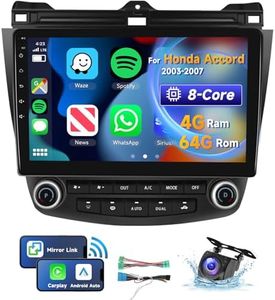 [8 CORE 4G+64G] for Honda Accord 2003-2007 Car Radio with Wireless Carplay/Android Auto, 10.1 Inch Android 13 IPS Touch Screen Car Stereo, Bluetooth, GPS Navi, WiFi, SWC, DSP + Backup Camera