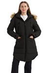 Orolay Women's Thickened Down Jacket Winter Coat Hooded Parka with Pockets Black 2XL