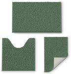 Christmas Green Bathroom Rugs Set 3 Piece Bath Mat, Super Soft Bathroom Set Chenille, Non-Slip Bath Rug Set, Absorbent Bathroom Mats, Bathroom Accessory Set Plush Bath Mats for Bathroom, Tub, Shower