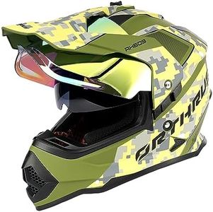 Orthrus DOT Certified Dual Sport Multicam Adventure Motorcycle Helmet UV Protected Visor for Snowmobile ATV Dirt Bike Off Road (Halo,XXL)